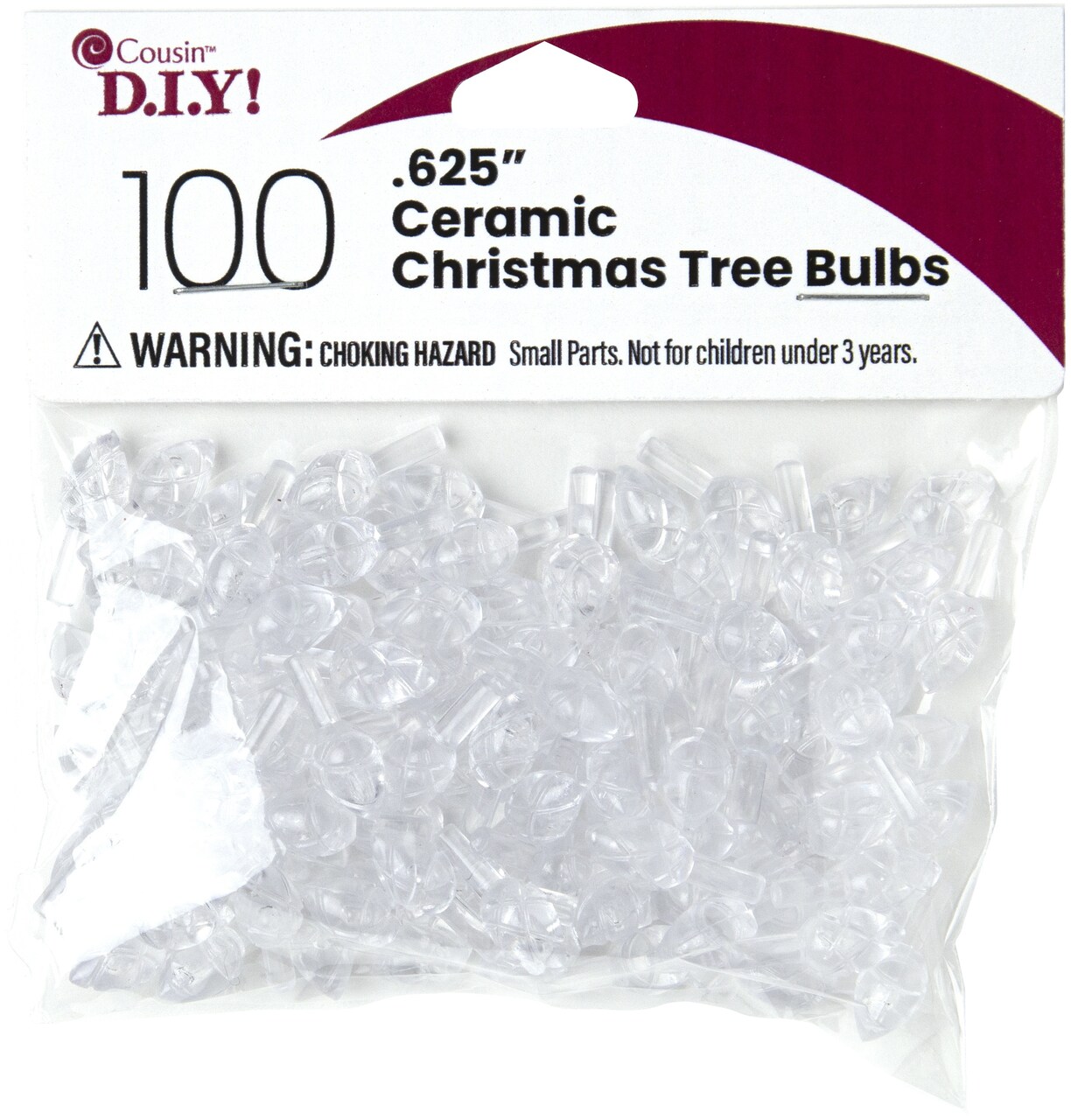 CousinDIY Ceramic Christmas Tree Bulbs .625" 100/Pkg-Clear